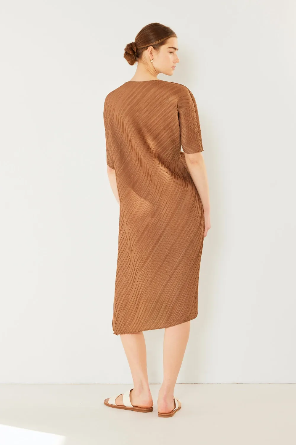 Pleated Dolman Sleeve Dress