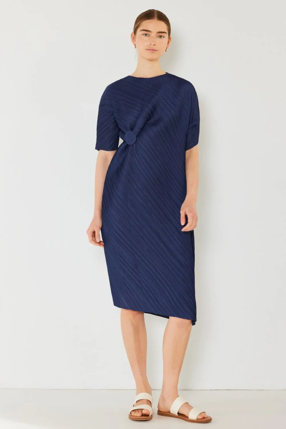 Pleated Dolman Sleeve Dress