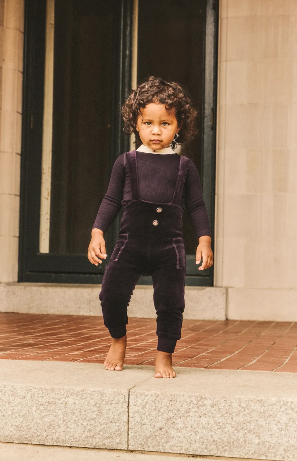 Plum Baby Velour Overalls   Turtleneck Set