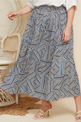 Plus Size Geometric Pleated Skirt (TB7) T