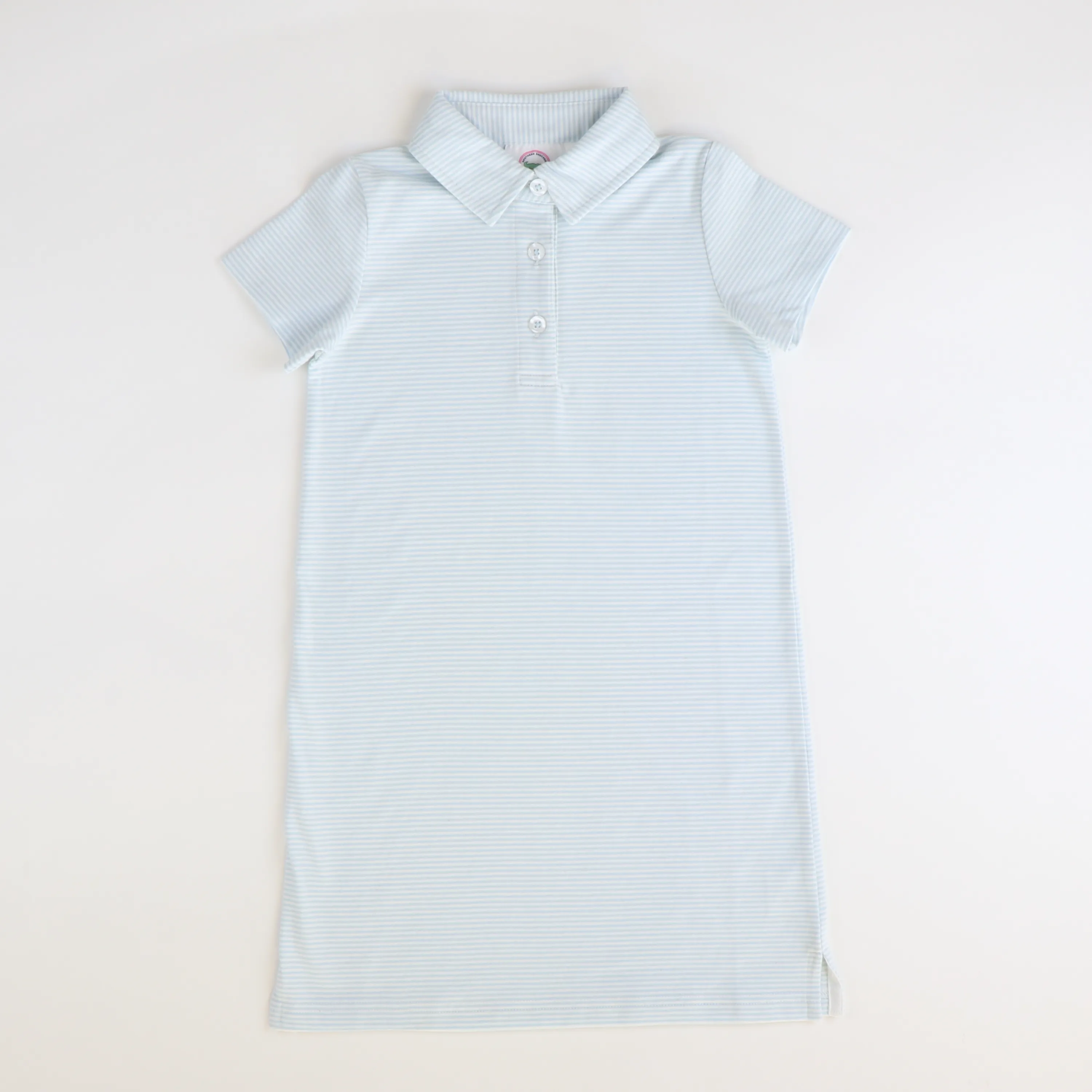 Polo Dress - Light Blue Stripe Knit