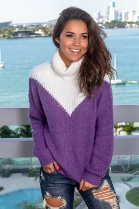 Purple Color Block Sweater