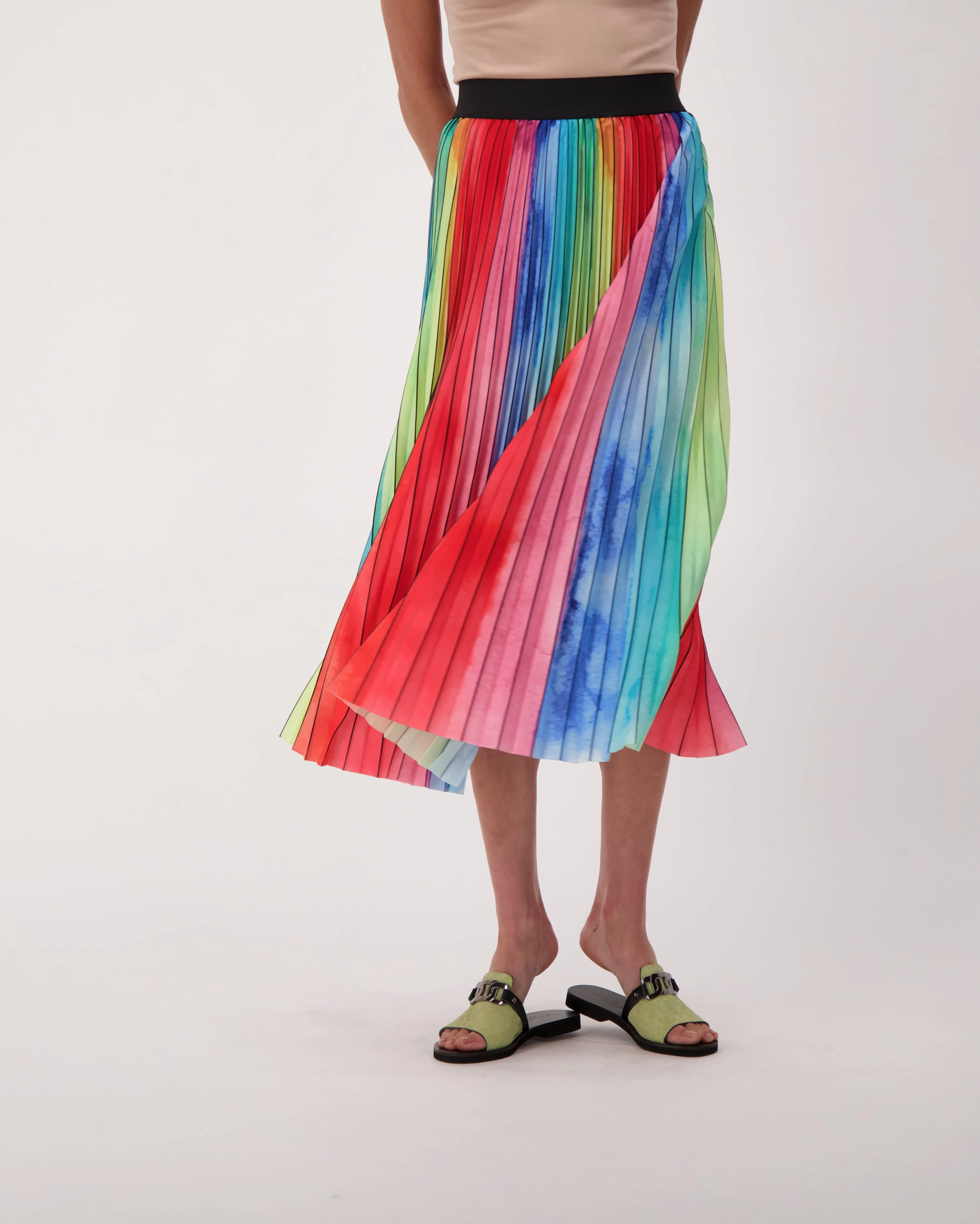 Rainbow Plisse Pleated Skirt