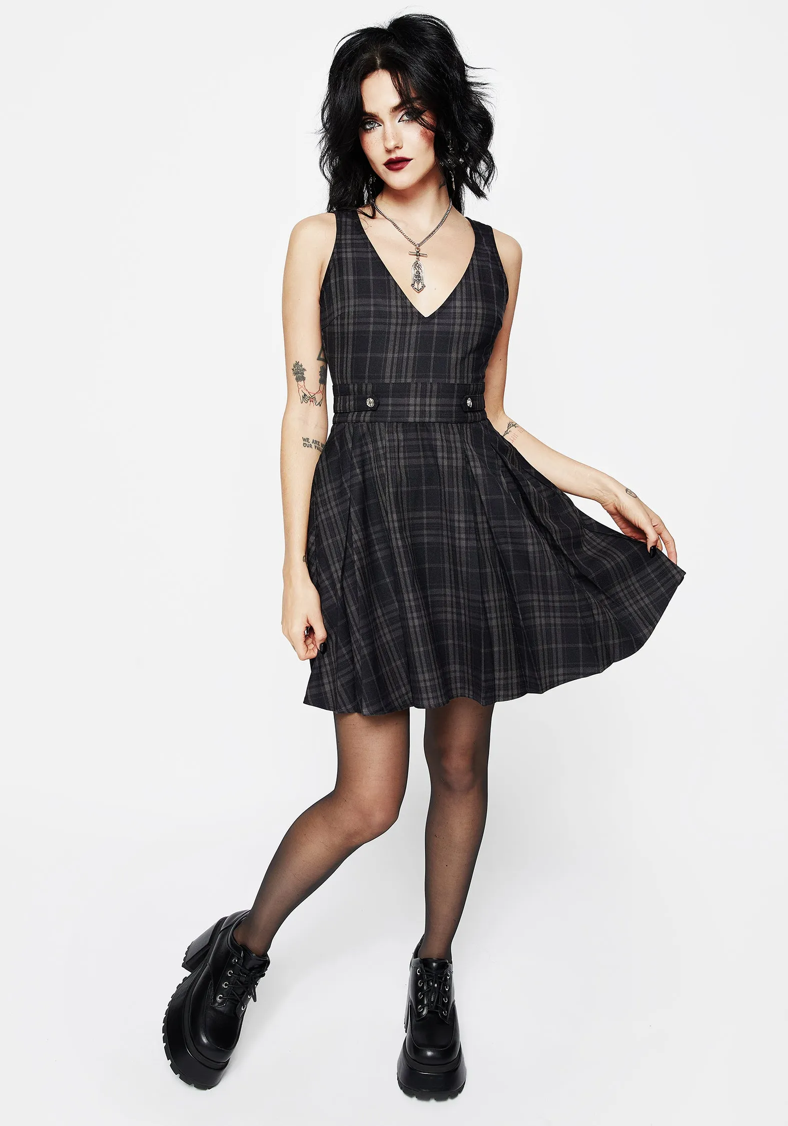 Reckless Check Mini Pinafore Dress