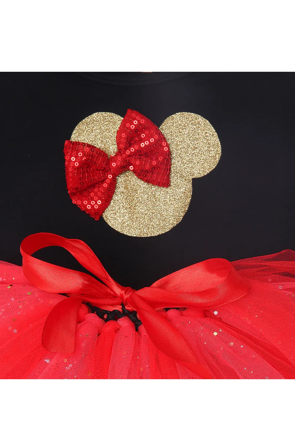 Red minnie bodysuit with tutu skirt and hairband