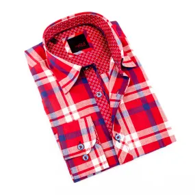 Red Plaid Linen Shirt