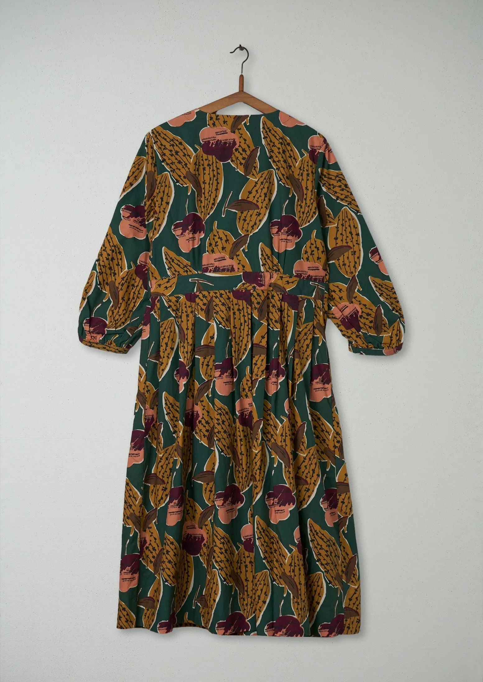 Renewed Coco Leaf Print Wrap Dress Size 16 (94) | Green