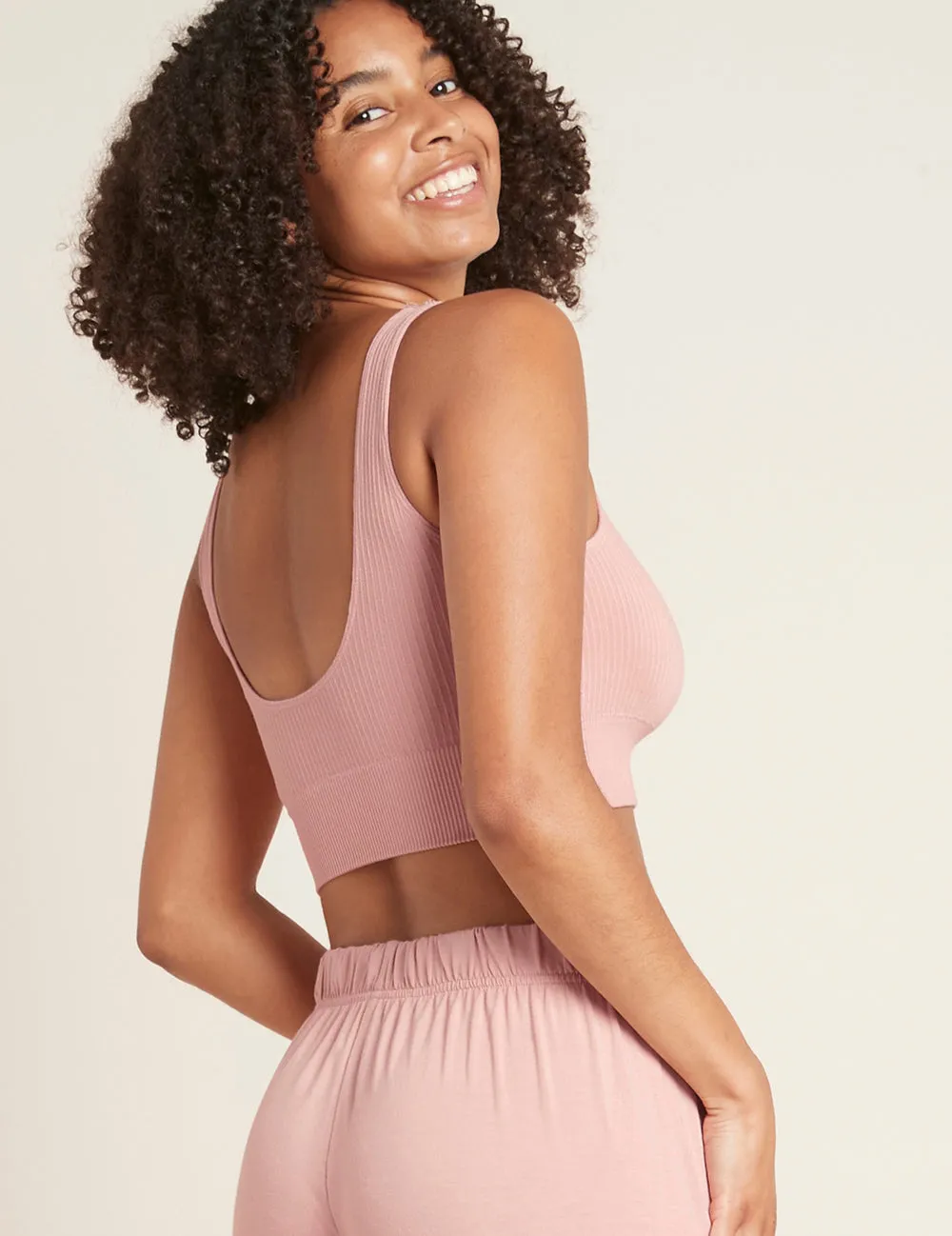 Ribbed Seamless Bra - Dusty Pink