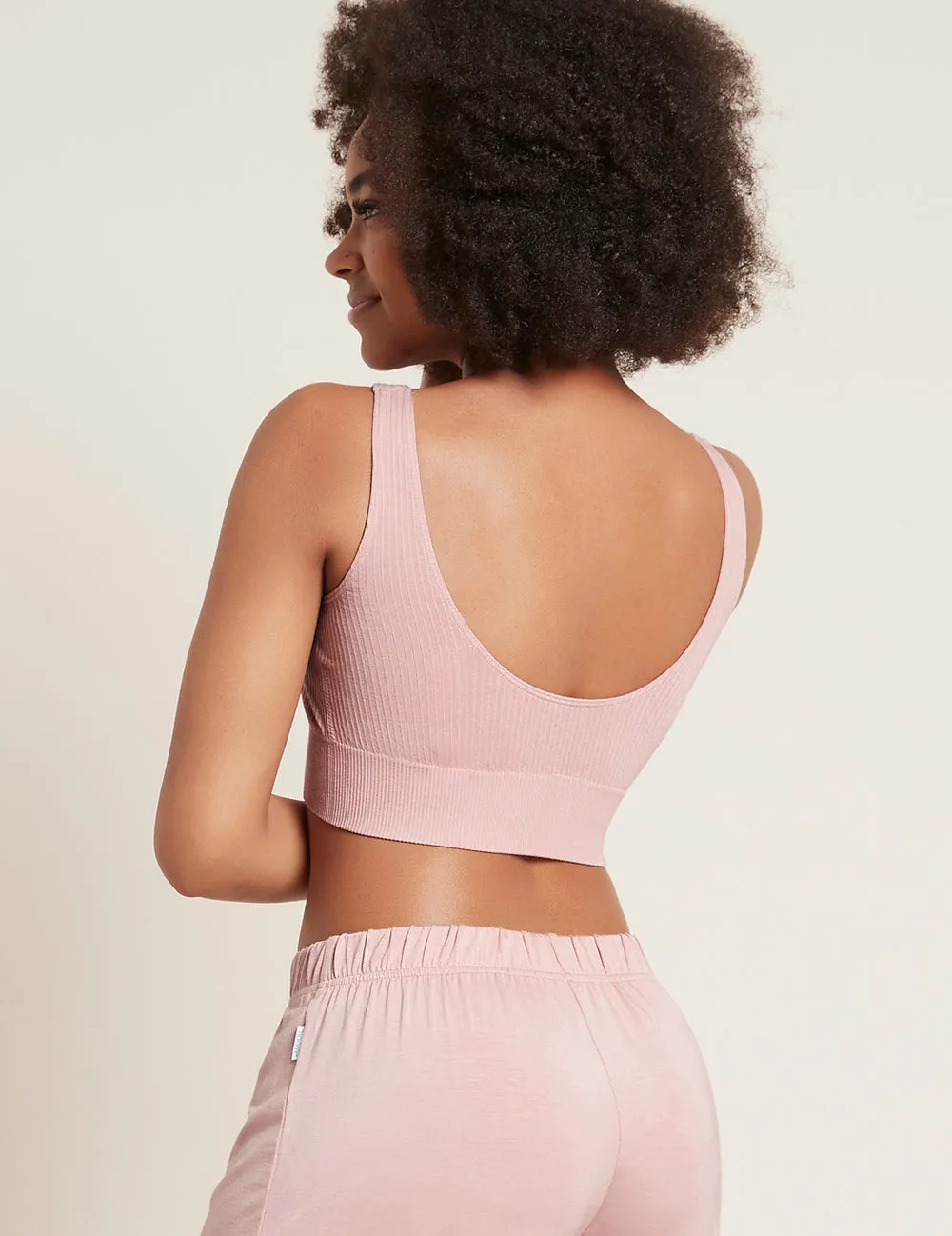 Ribbed Seamless Bra - Dusty Pink