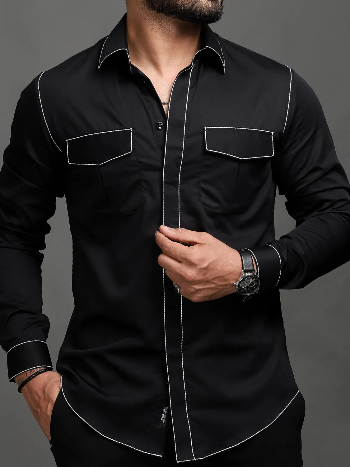 Rich Black Handcrafted Shirt (Studio Collection)