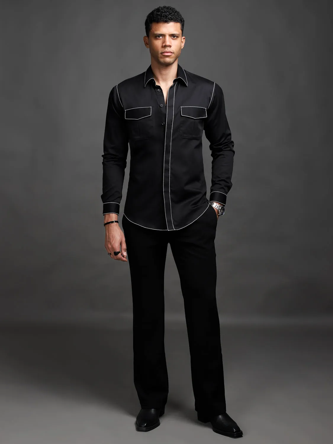 Rich Black Handcrafted Shirt (Studio Collection)