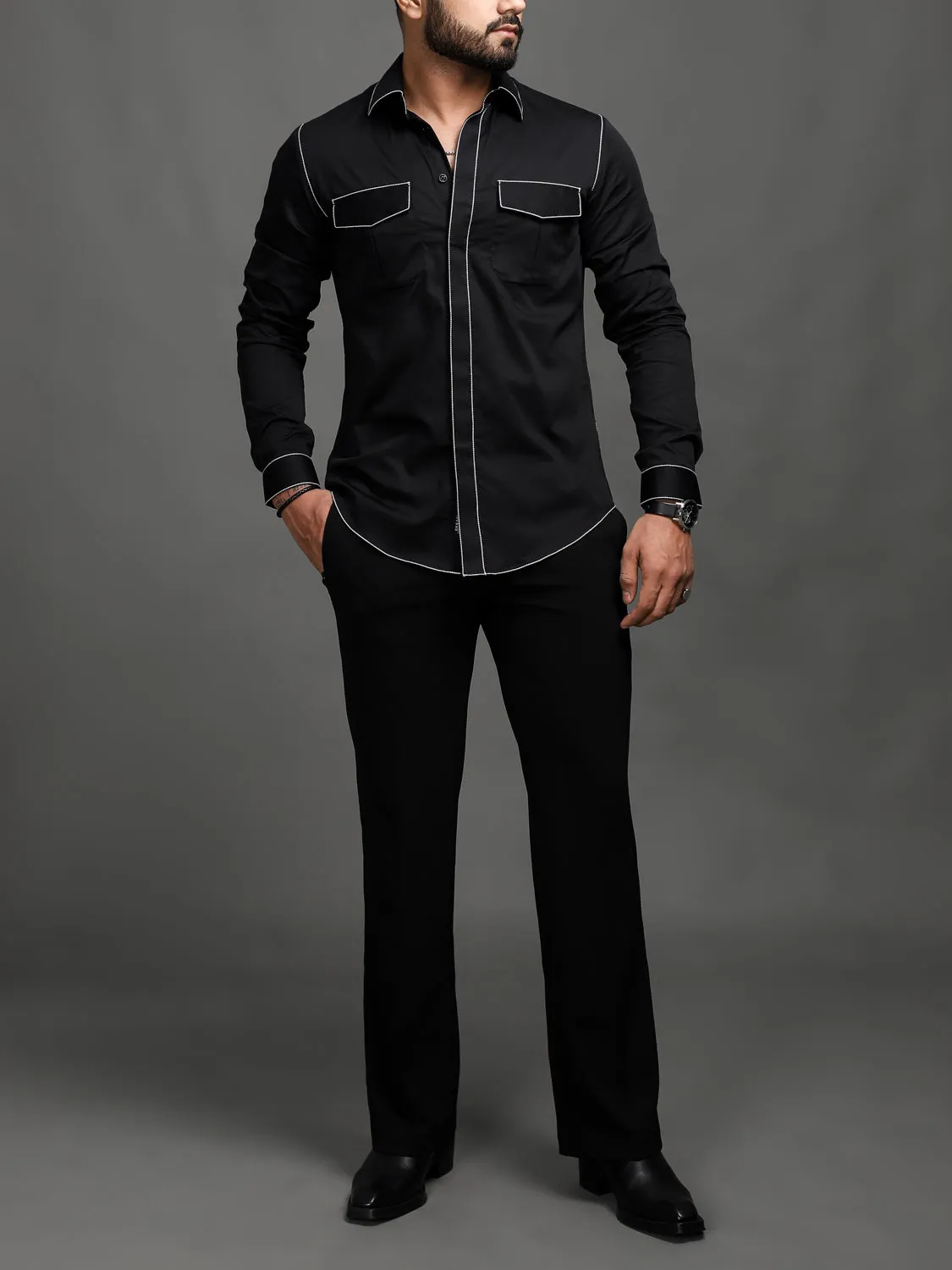 Rich Black Handcrafted Shirt (Studio Collection)