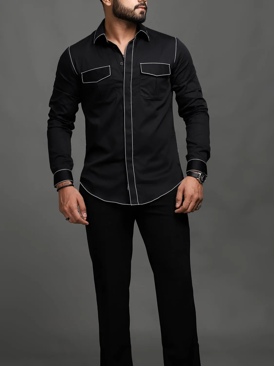 Rich Black Handcrafted Shirt (Studio Collection)