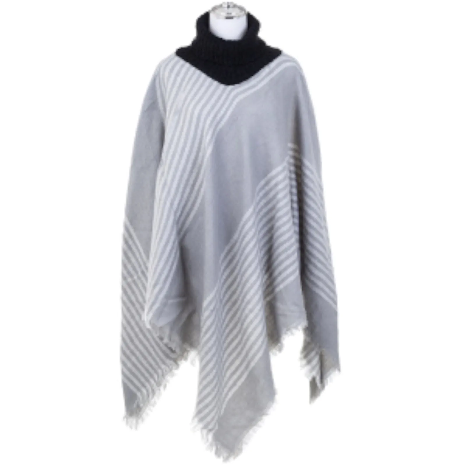 RITZY Multi Checks Poncho Shawl with Neckwarmer