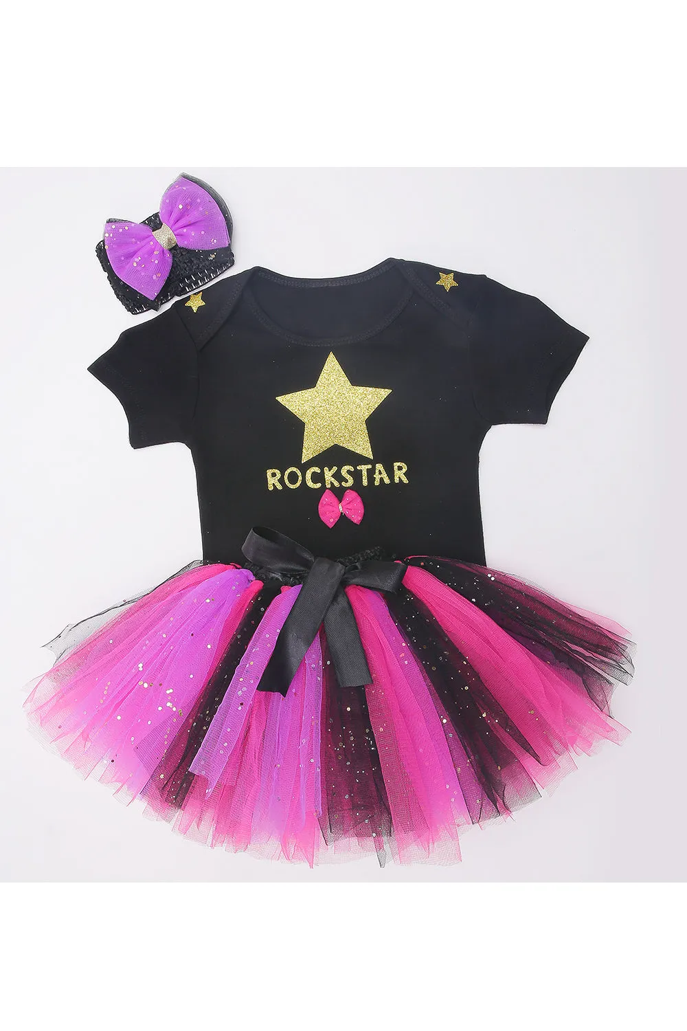 Rockstar bodysuit with tutu skirt and hairband