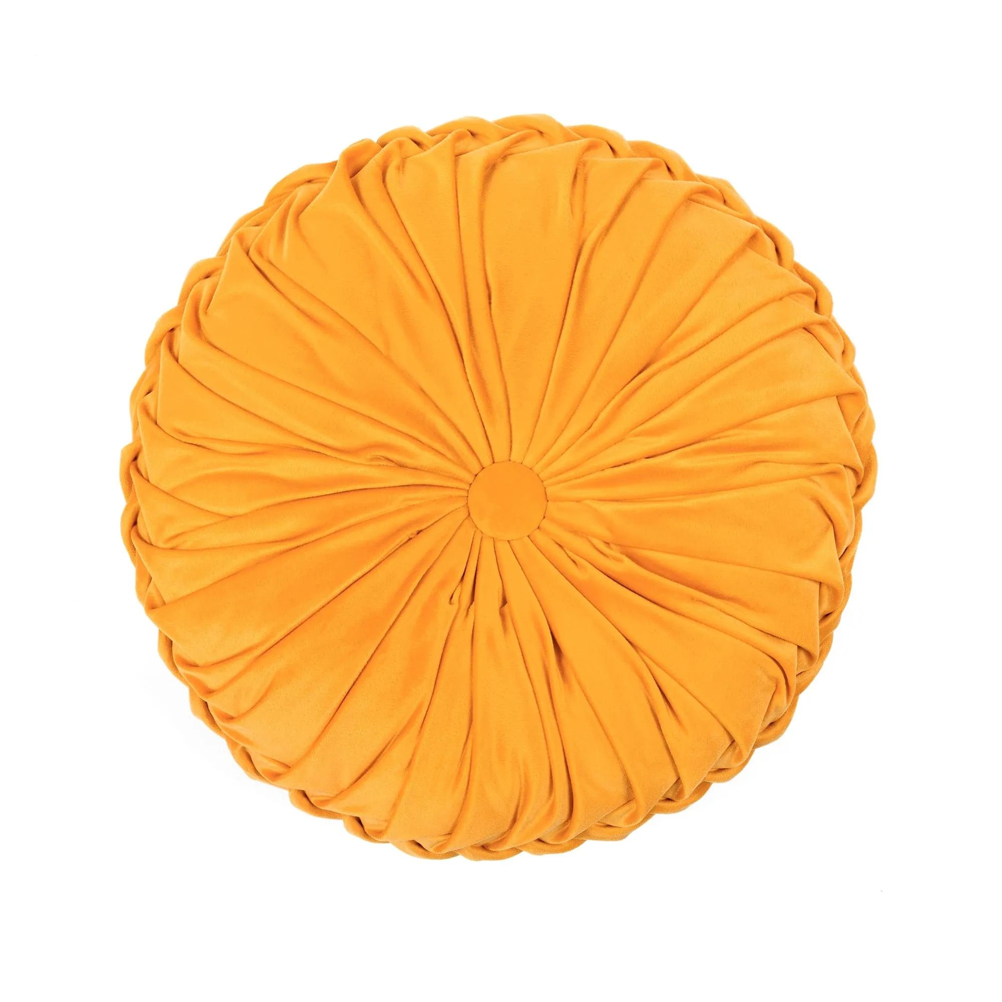 Round Pleated Soft Velvet Throw Pillow