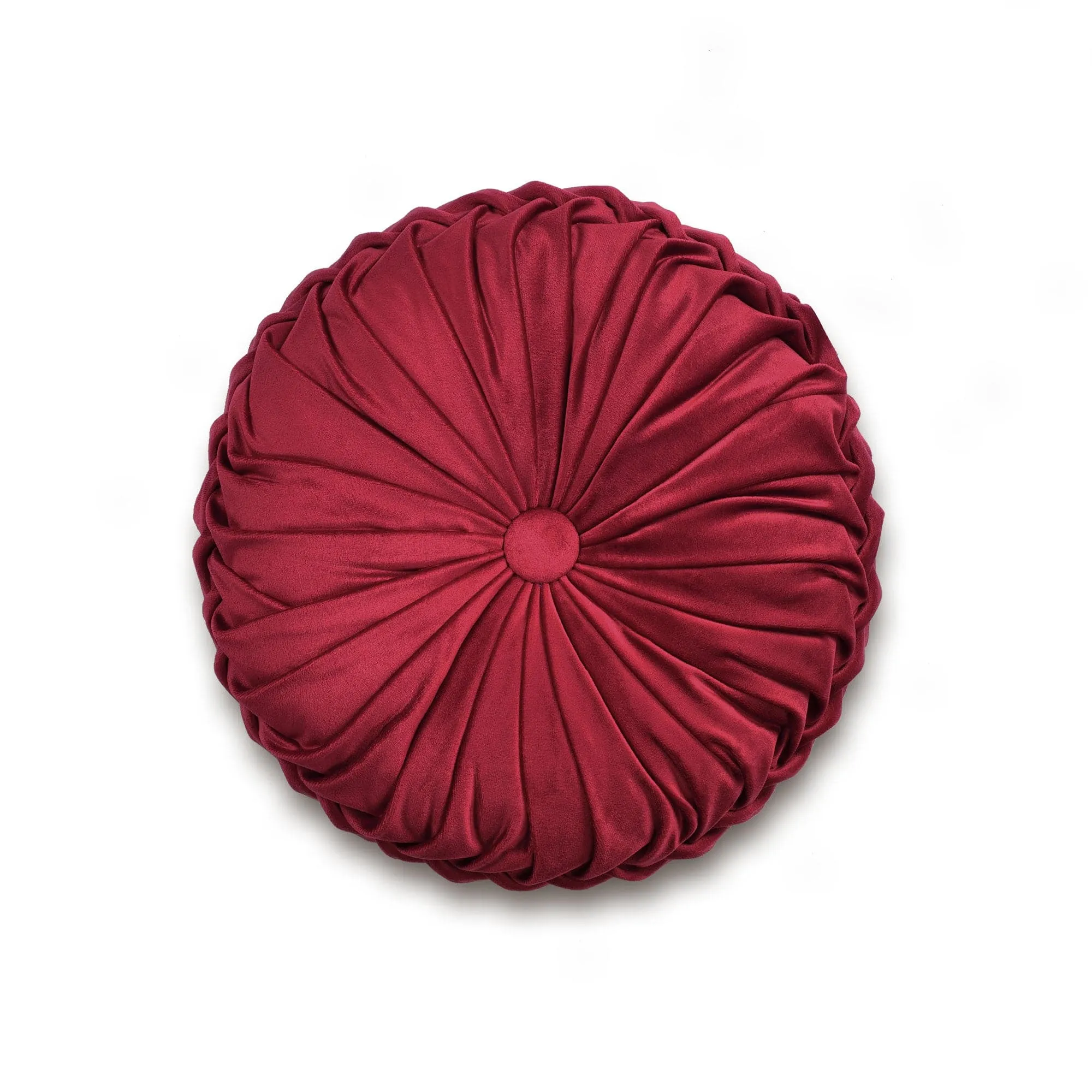 Round Pleated Soft Velvet Throw Pillow