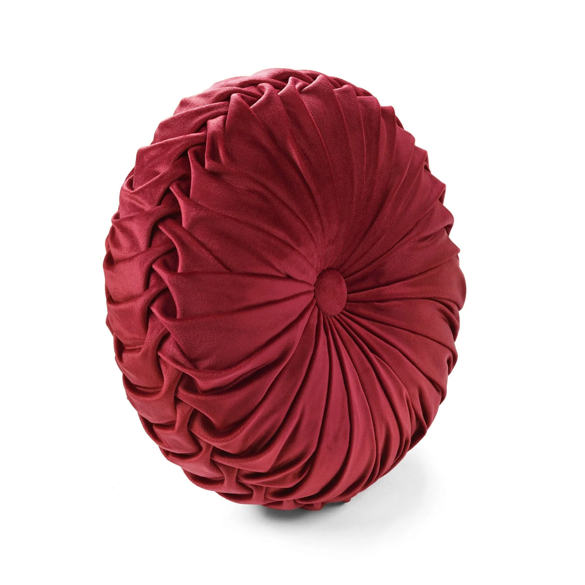 Round Pleated Soft Velvet Throw Pillow