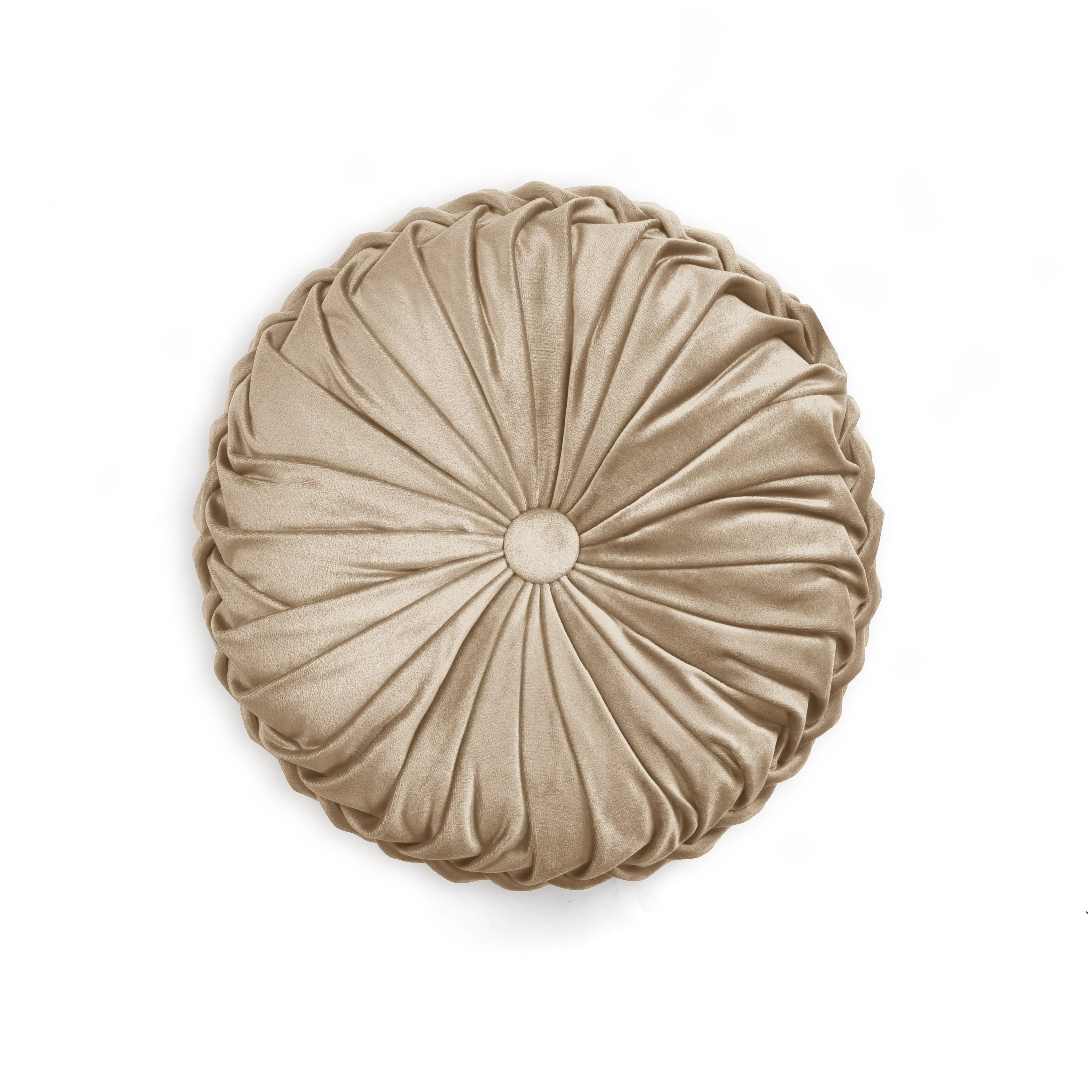 Round Pleated Soft Velvet Throw Pillow