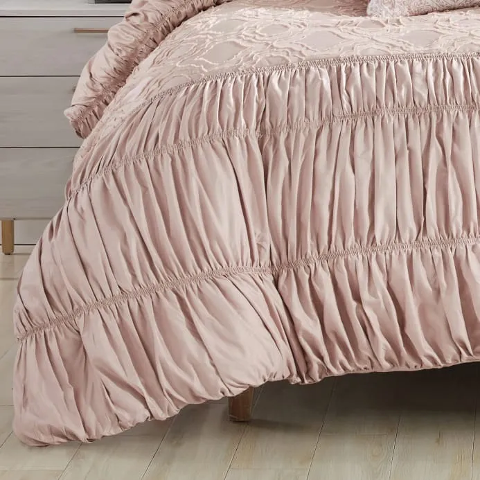 Ruffle Pink Pleated Comforter