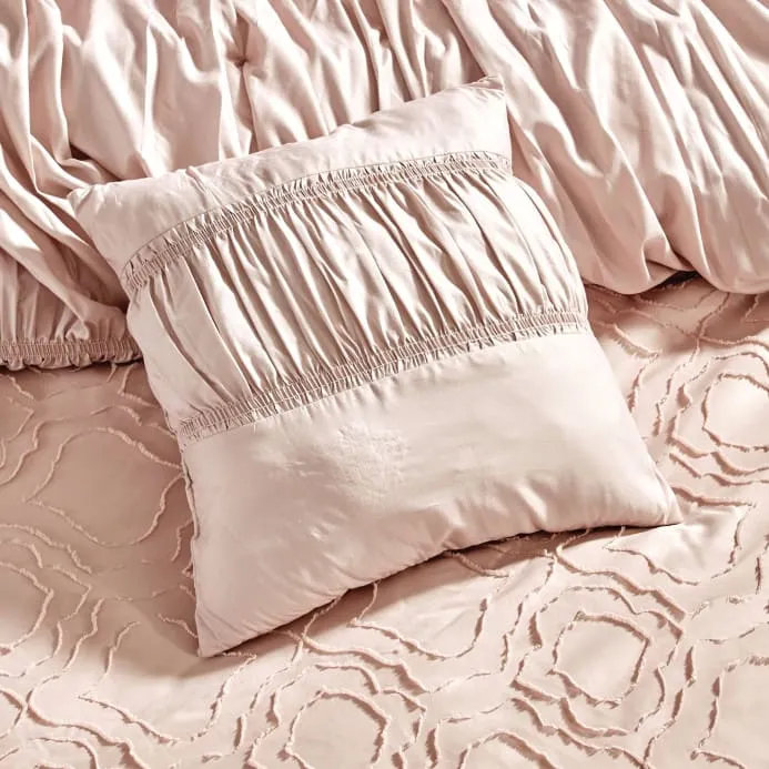 Ruffle Pink Pleated Comforter