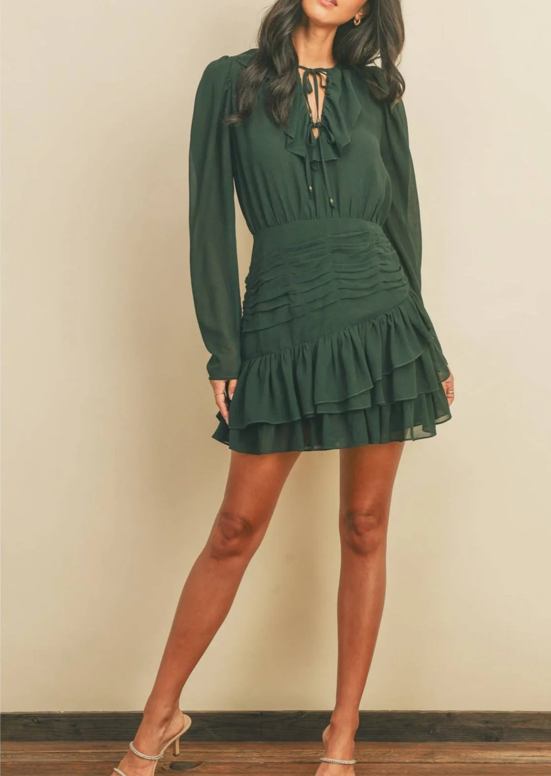 Ruffle Ruched Mini Dress