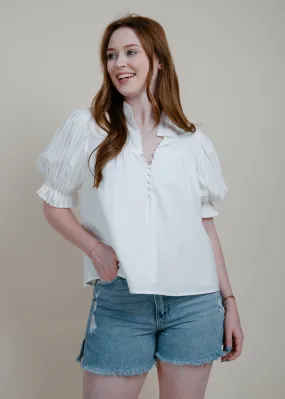 Scarlet Pleated Puff Sleeve Blouse