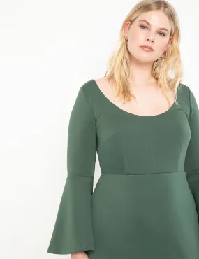 Scoop Neck Trumpet Dress in Mallard