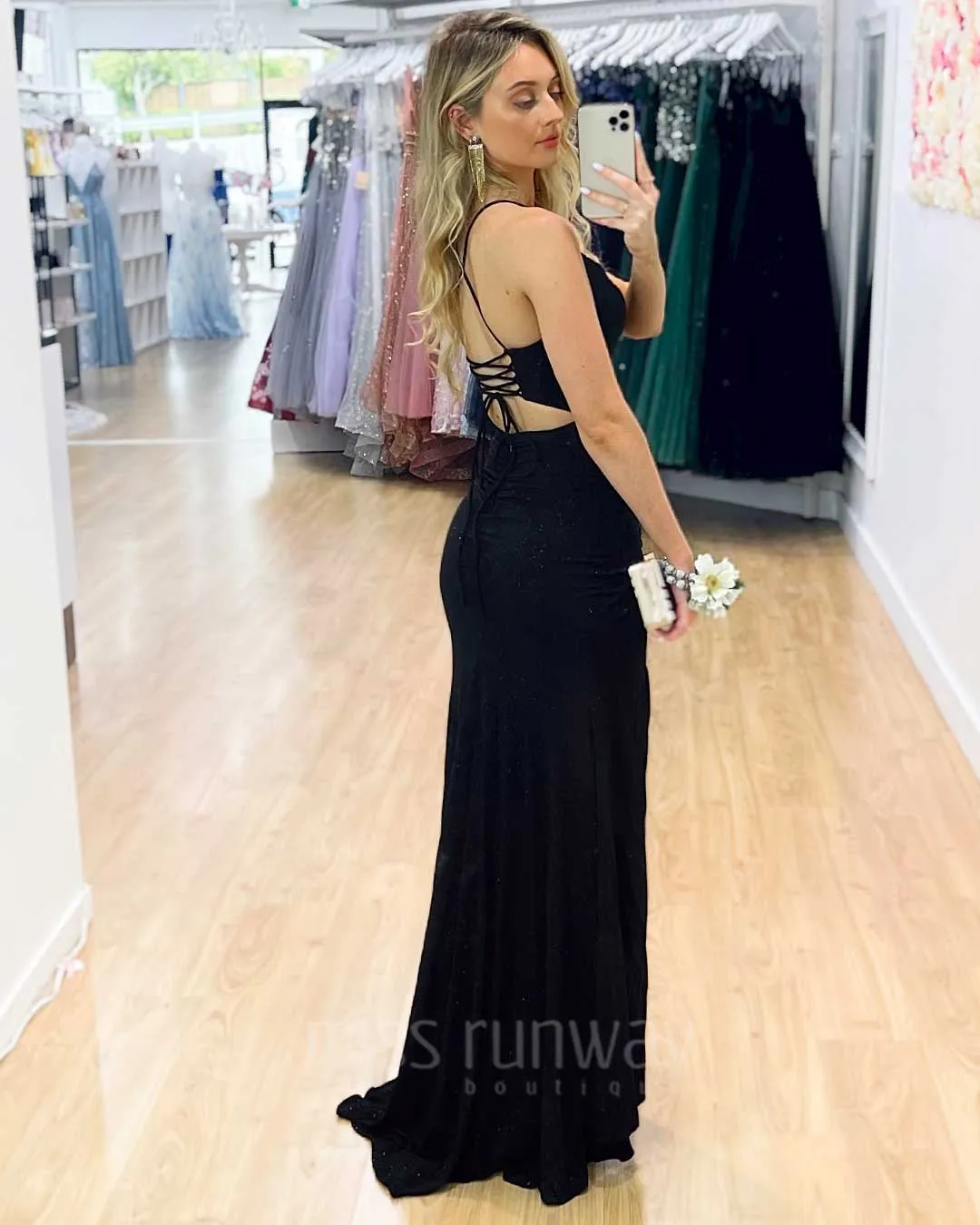 Sharni Glitter Gown - Black