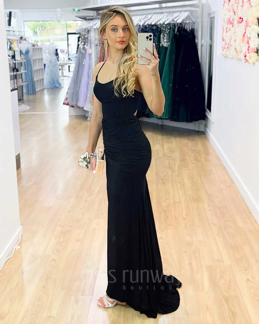 Sharni Glitter Gown - Black