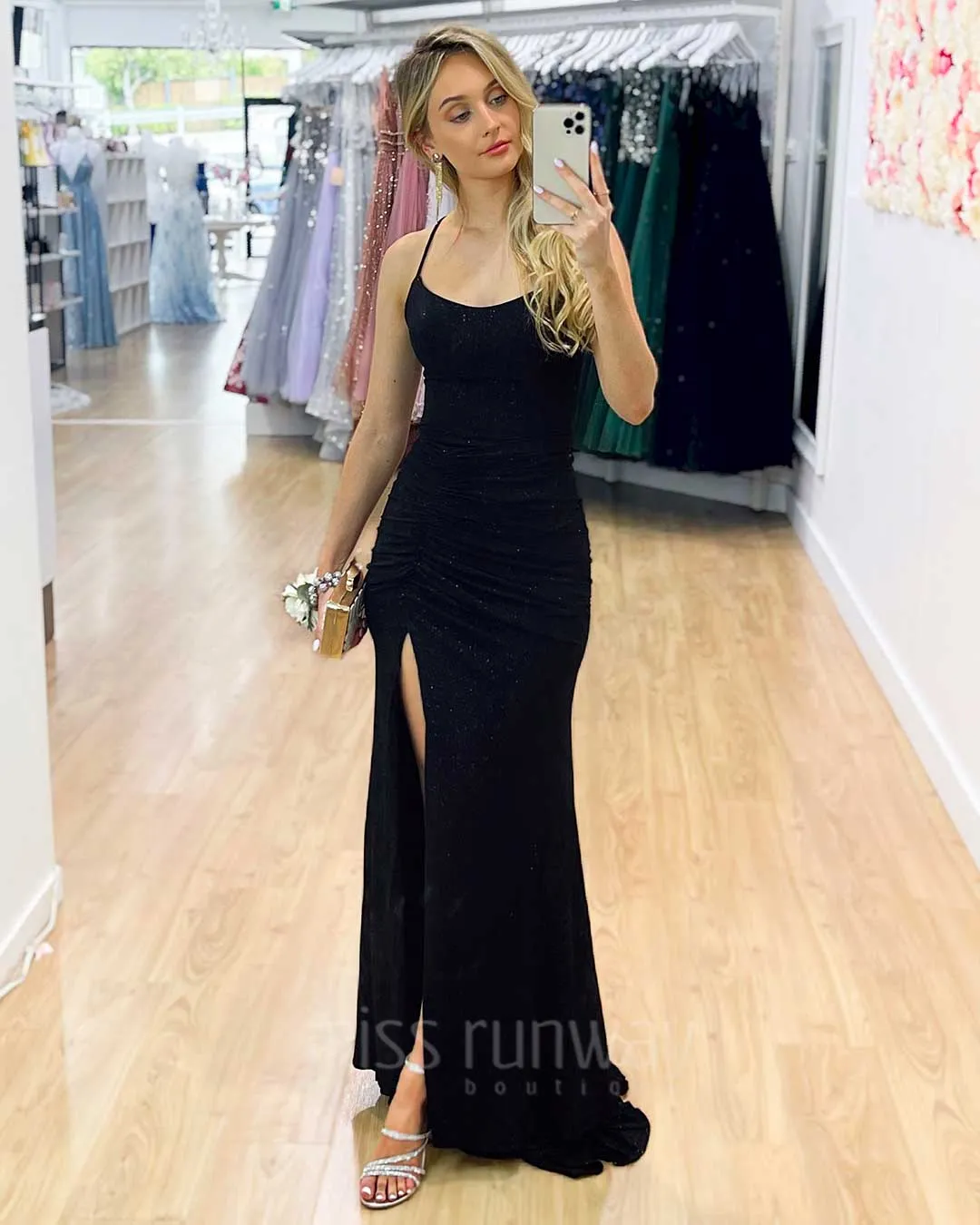 Sharni Glitter Gown - Black