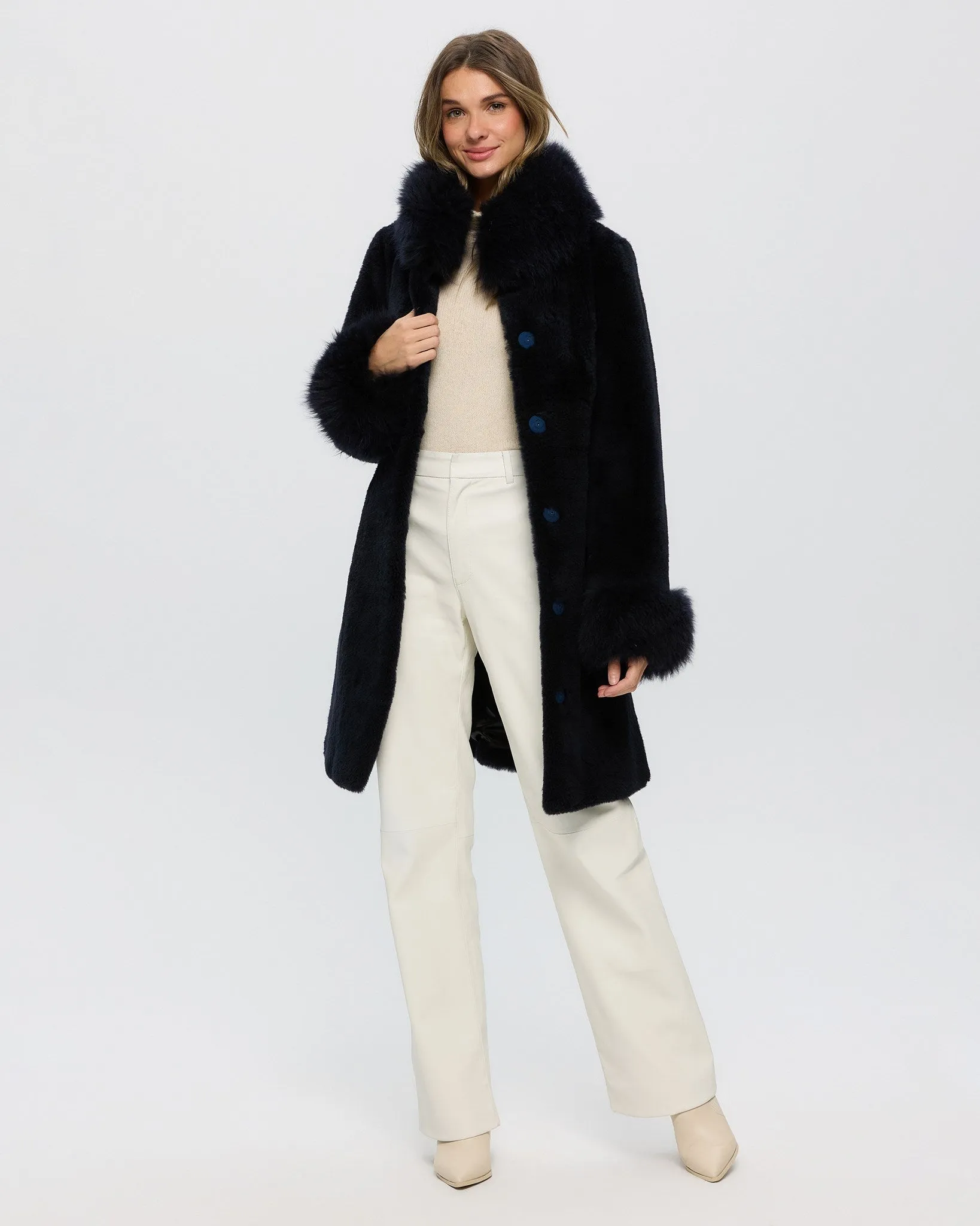 Sheared Select Cashmere Goat Jacket with Select Cashmere Goat Collar & Cuffs