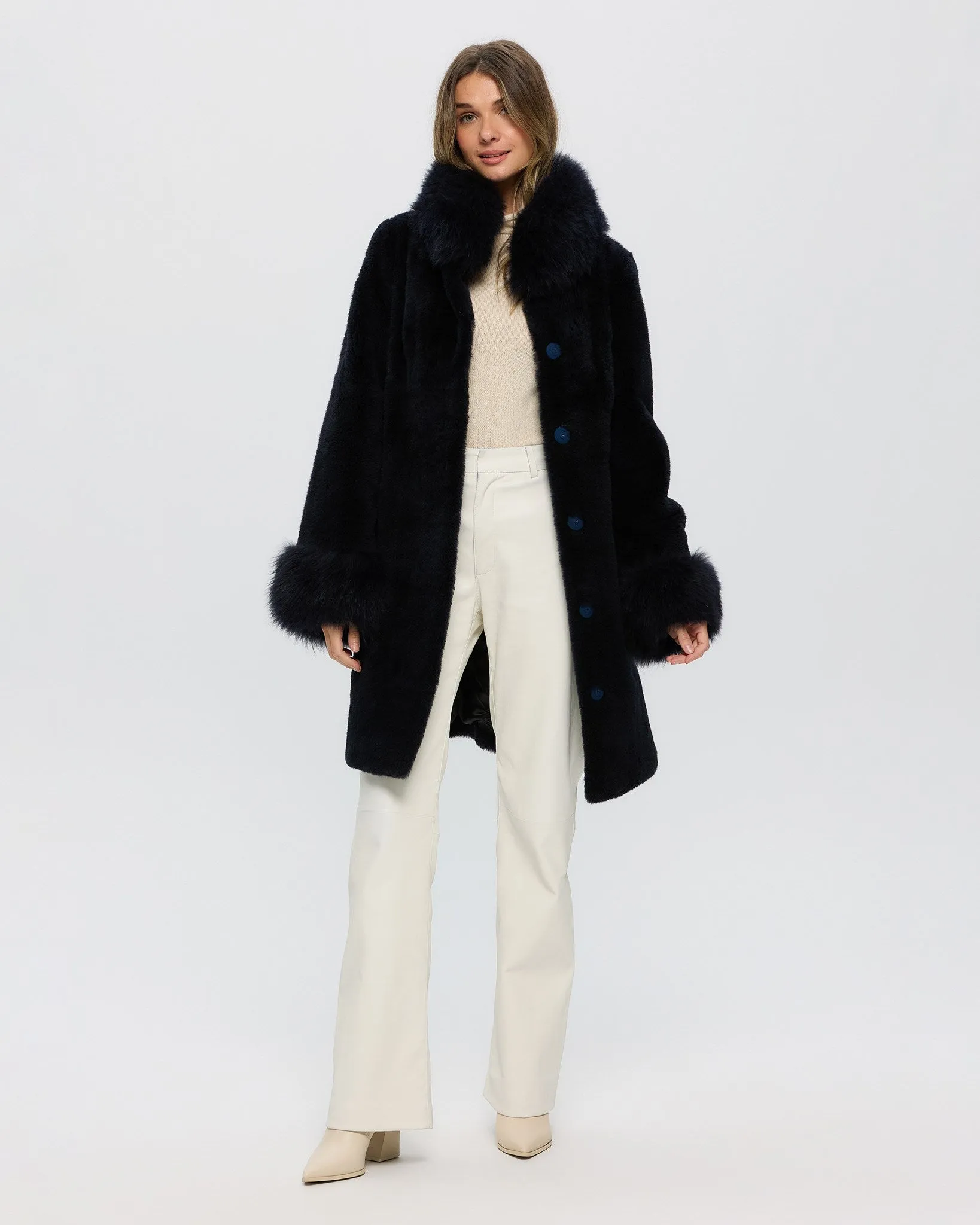 Sheared Select Cashmere Goat Jacket with Select Cashmere Goat Collar & Cuffs