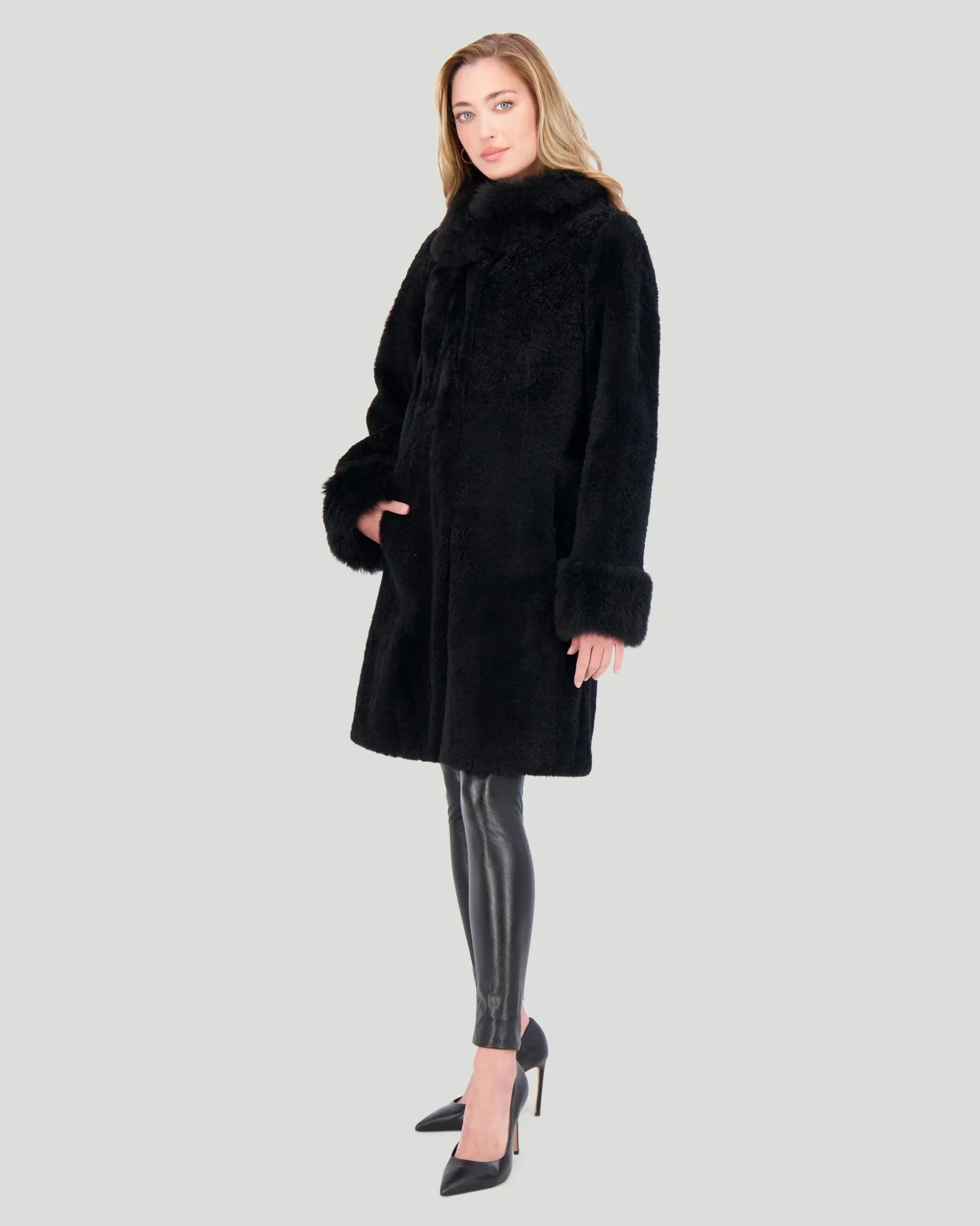 Sheared Select Cashmere Goat Jacket with Select Cashmere Goat Collar & Cuffs