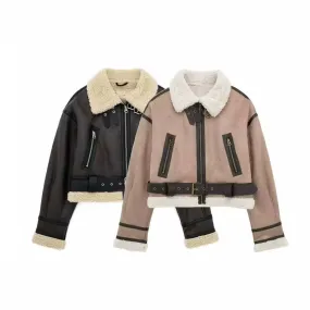 Shearling Trim Buckle Jacket