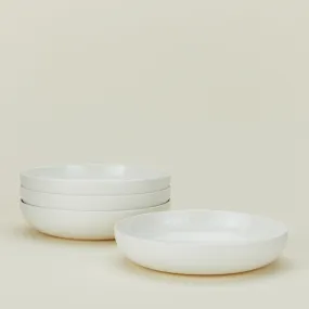 Simple Porcelain Low Bowl, Set of 4