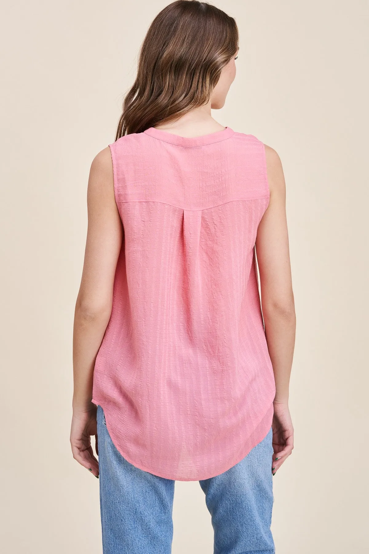 Sleeveless Pleated Back Top