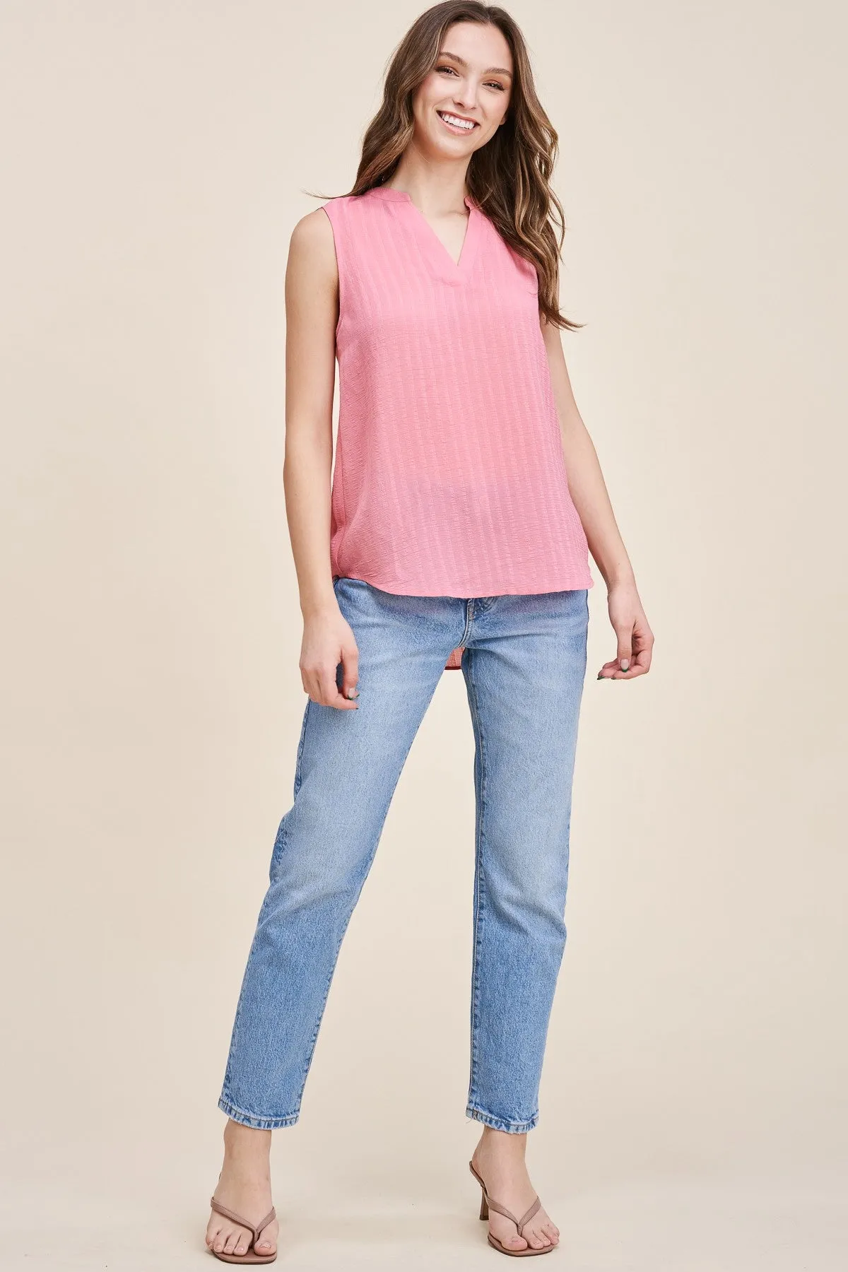 Sleeveless Pleated Back Top