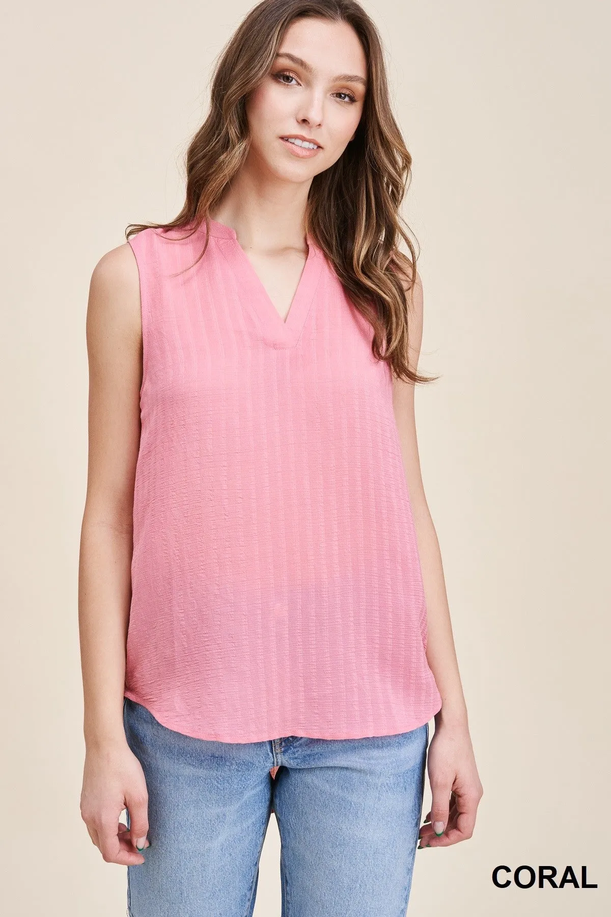 Sleeveless Pleated Back Top