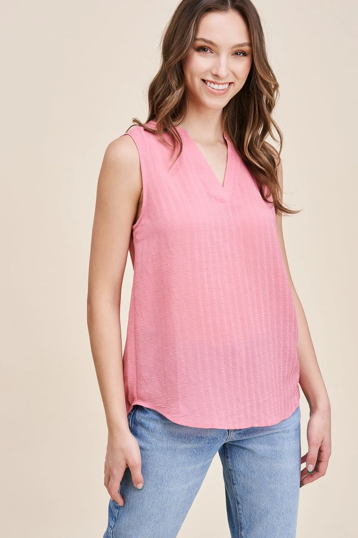 Sleeveless Pleated Back Top