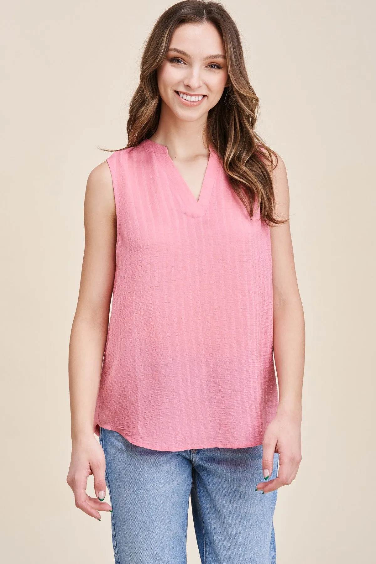 Sleeveless Pleated Back Top