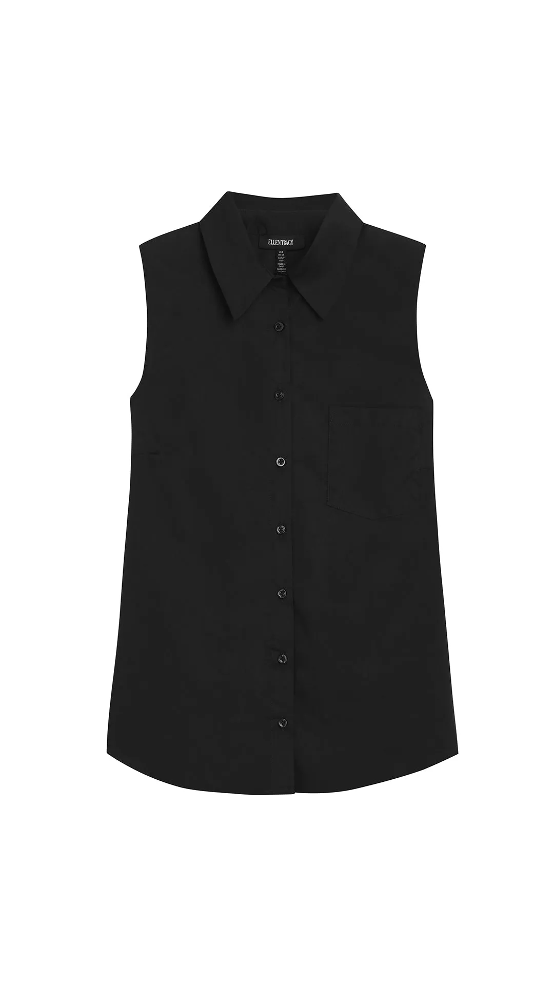 SLEEVELESS PLEATED POPLIN SHIRT