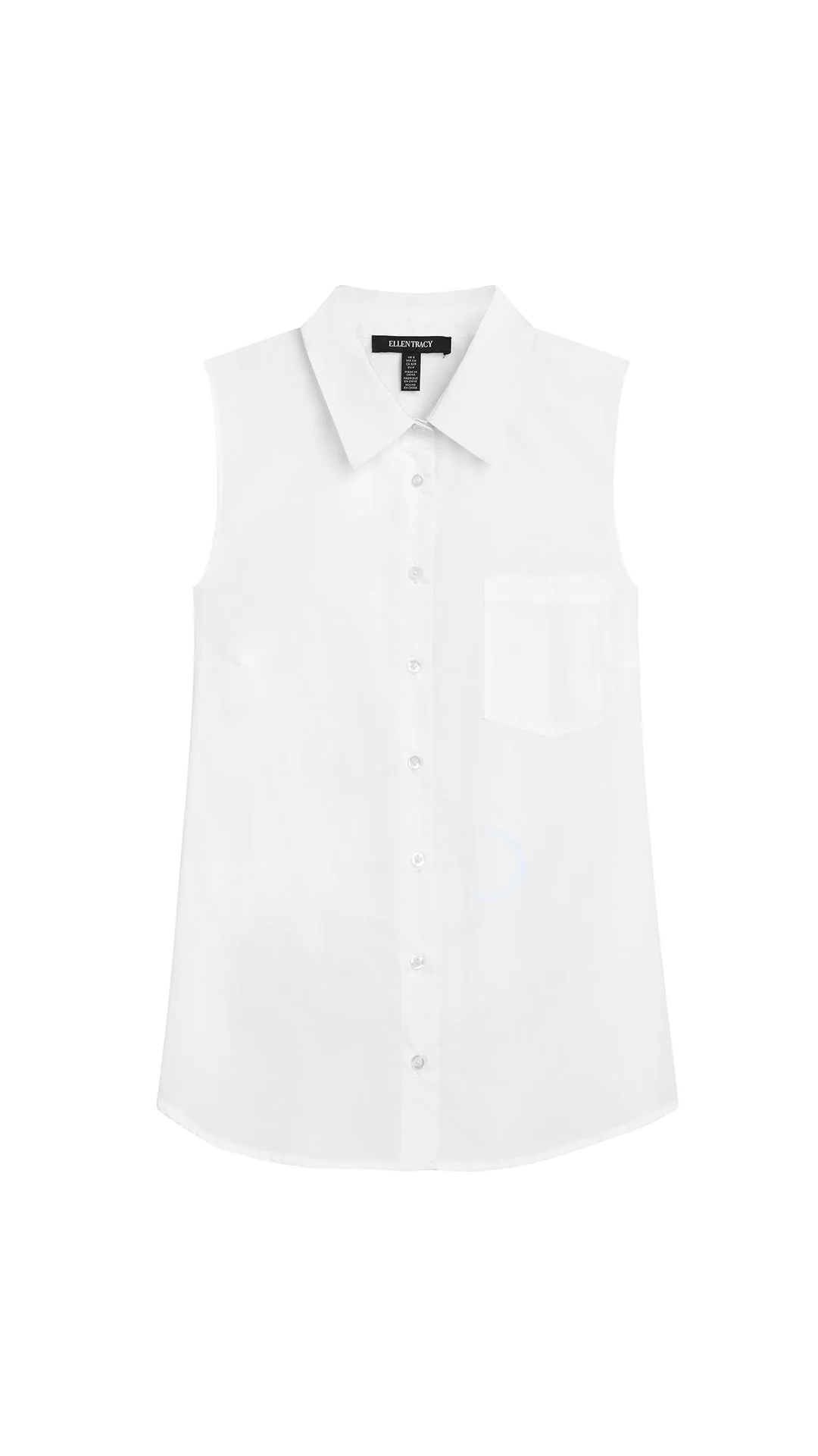 SLEEVELESS PLEATED POPLIN SHIRT