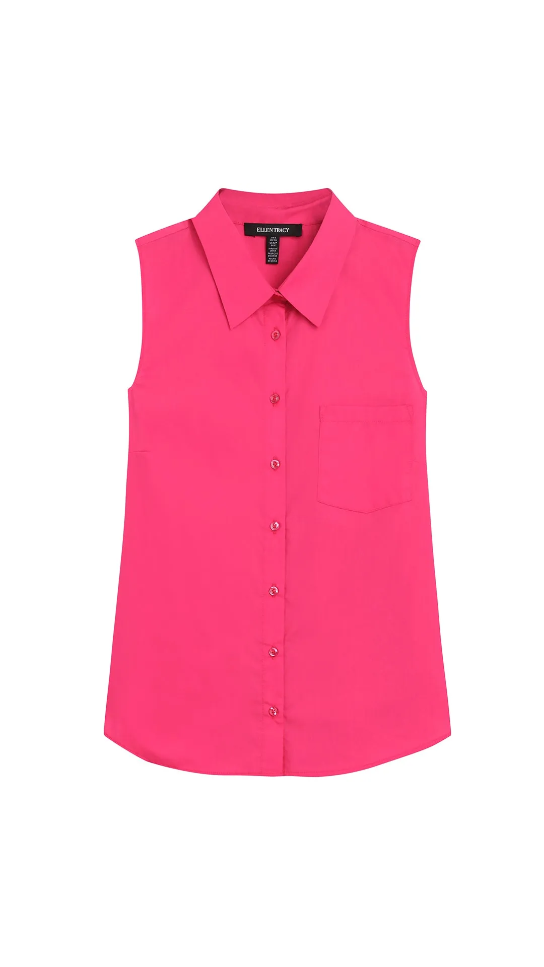 SLEEVELESS PLEATED POPLIN SHIRT