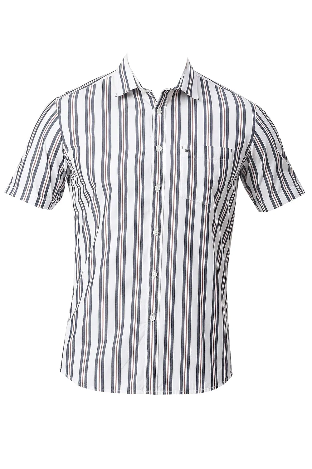 Slim Fit Cotton Stripe Halfsleeves Shirt