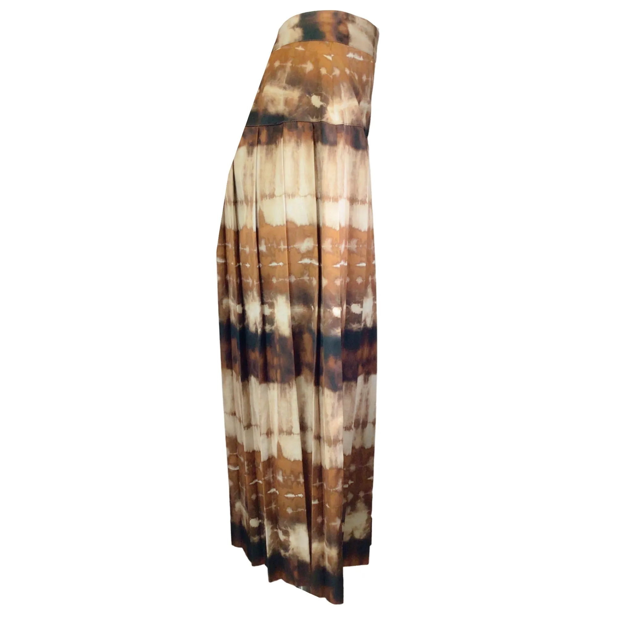 Smythe Brown Multi Sable Tie-Dye Pleated Side Slit Skirt