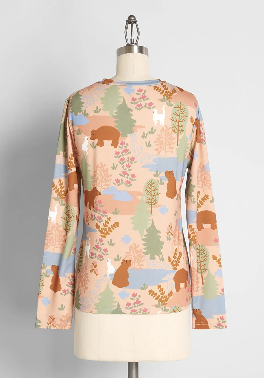 So 'Bear-y' Charming Graphic Long Sleeve Tee