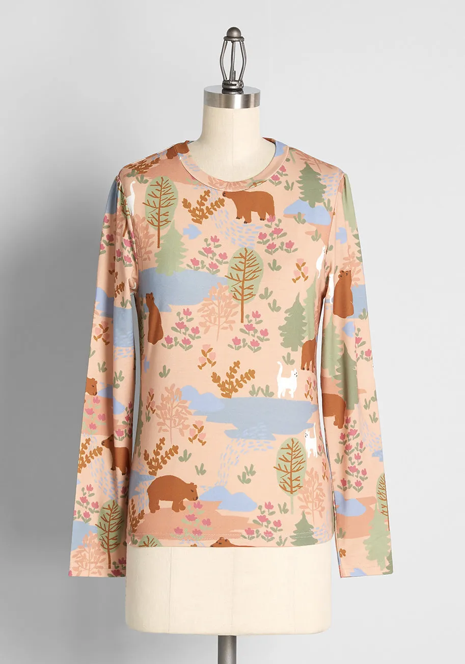 So 'Bear-y' Charming Graphic Long Sleeve Tee