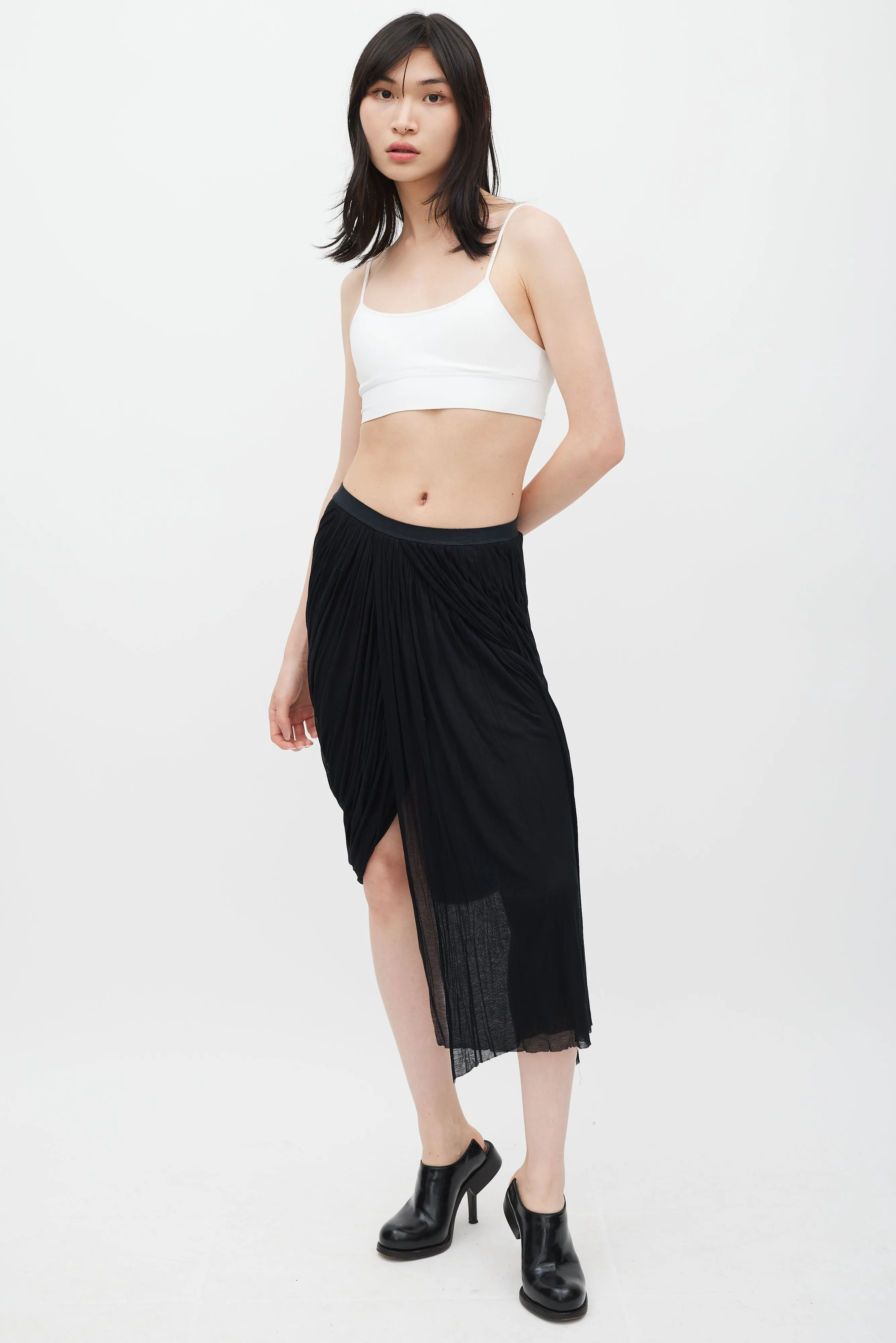 SS 2012 Naska Black Pleated Overlay Skirt