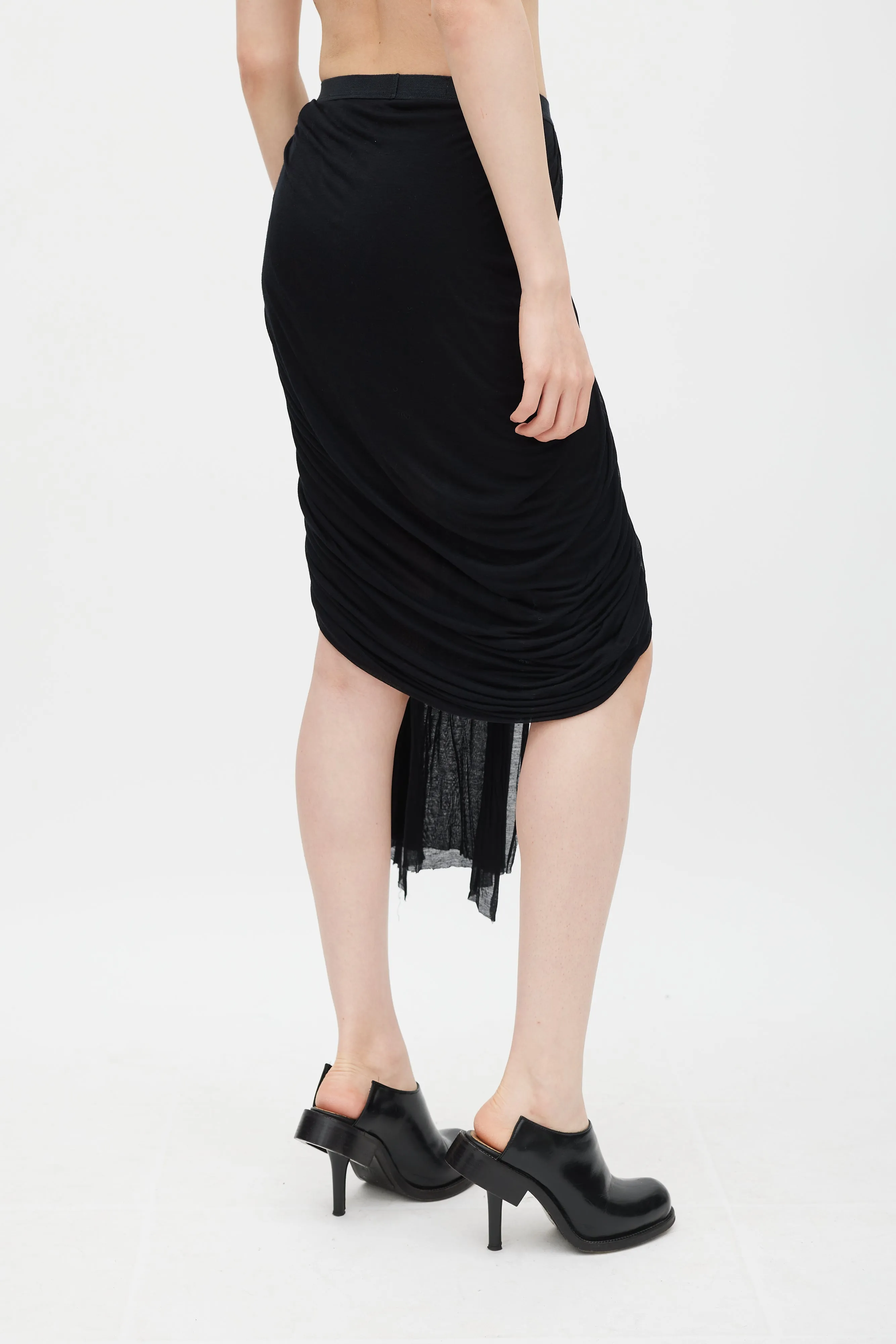 SS 2012 Naska Black Pleated Overlay Skirt